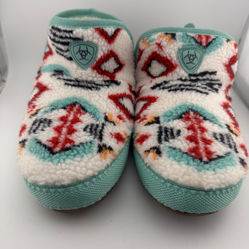 Ariat Cruiser Slippers M 7.5-8 Multicolor Excellent Southwestern‎ Fleece (1907)